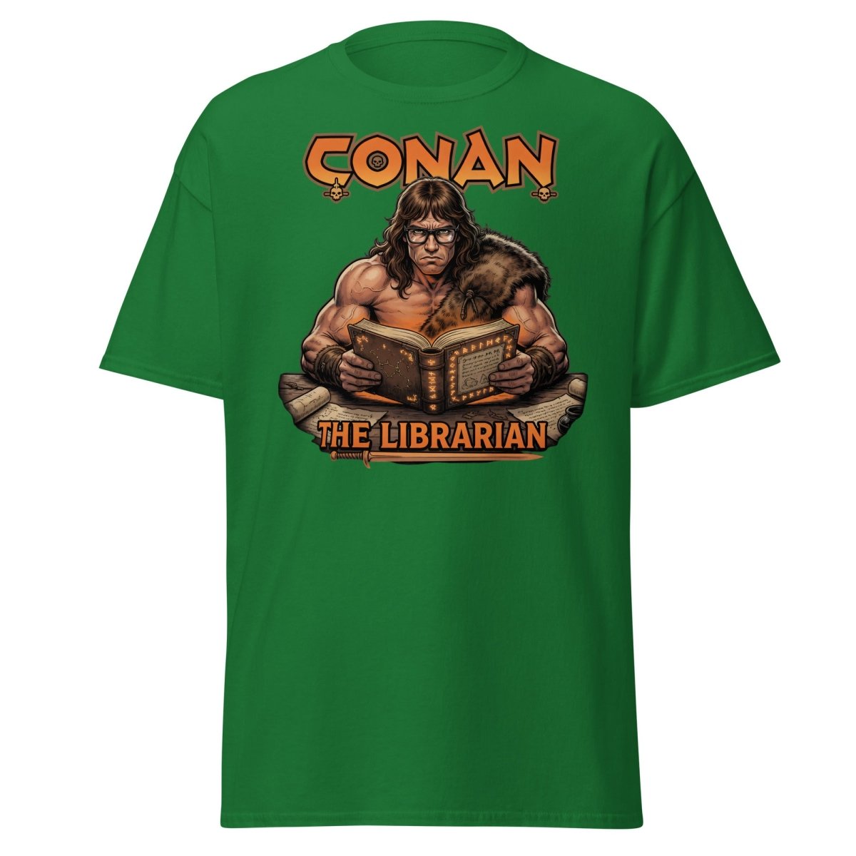 Conan The Librarian T-Shirt - Funny Barbarian Bookworm Tee - Turf Green - TeeRipple