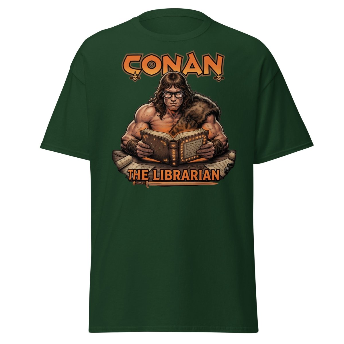 Conan The Librarian T-Shirt - Funny Barbarian Bookworm Tee - Forest Green - TeeRipple