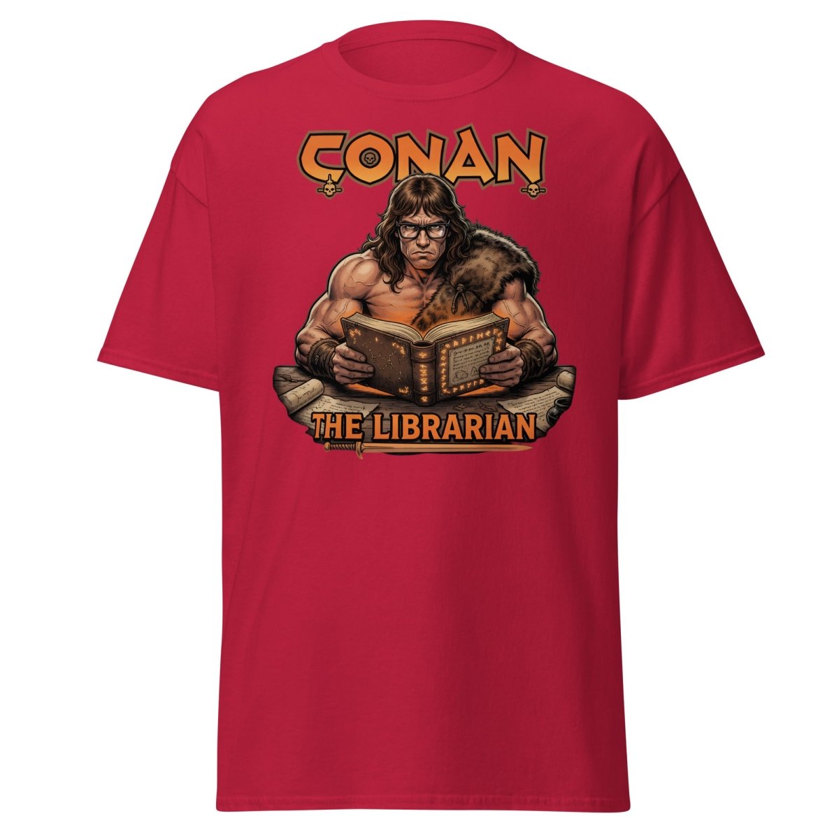 Conan The Librarian T-Shirt - Funny Barbarian Bookworm Tee - Cardinal - TeeRipple