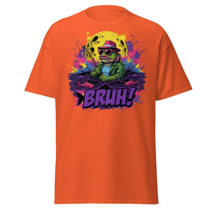 Cool Frog Fishing Bruh T-Shirt – Funny Graphic Tee - Orange - TeeRipple
