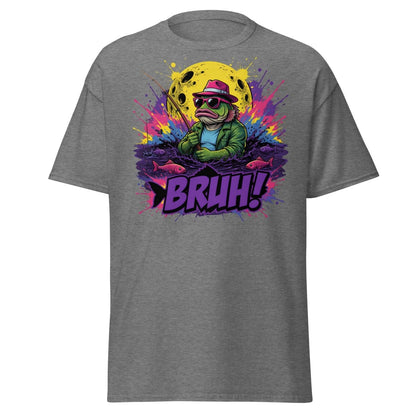 Cool Frog Fishing Bruh T-Shirt – Funny Graphic Tee - Graphite Heather - TeeRipple