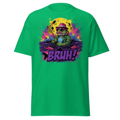 Cool Frog Fishing Bruh T-Shirt – Funny Graphic Tee - Irish Green - TeeRipple