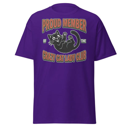 Crazy Cat Lady Club T-Shirt - Proud Member Funny Cat Tee - Purple - TeeRipple