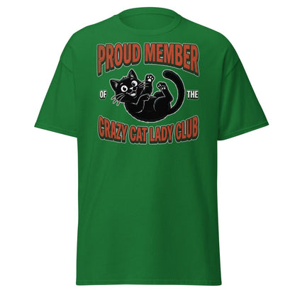 Crazy Cat Lady Club T-Shirt - Proud Member Funny Cat Tee - Turf Green - TeeRipple