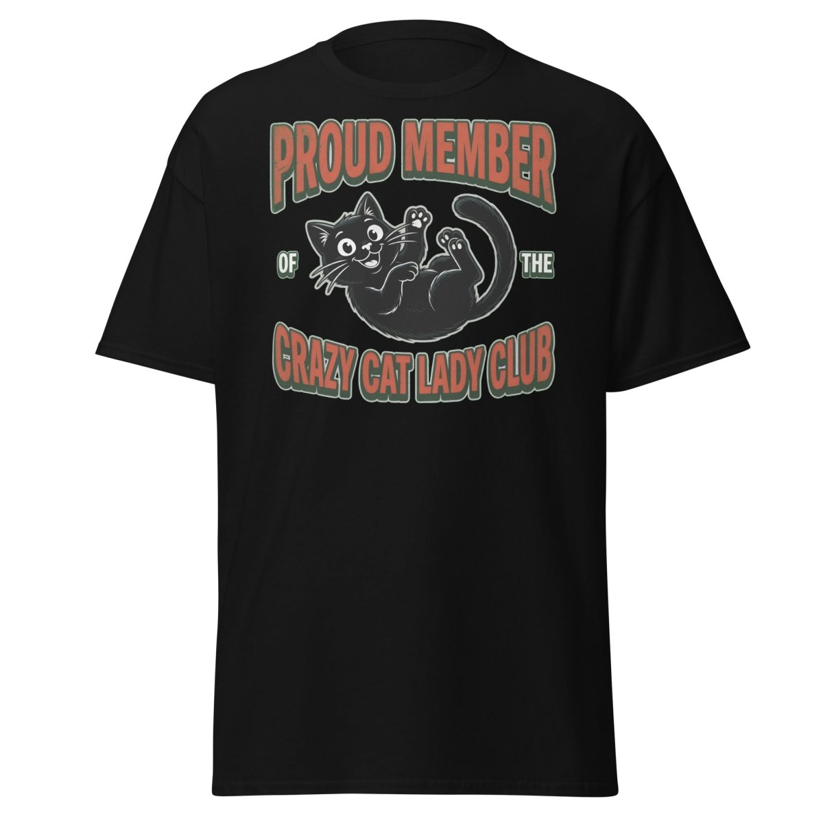 Crazy Cat Lady Club T-Shirt - Proud Member Funny Cat Tee - Black - TeeRipple
