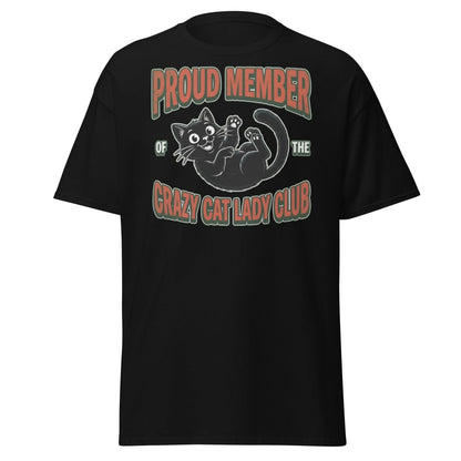 Crazy Cat Lady Club T-Shirt - Proud Member Funny Cat Tee - Black - TeeRipple