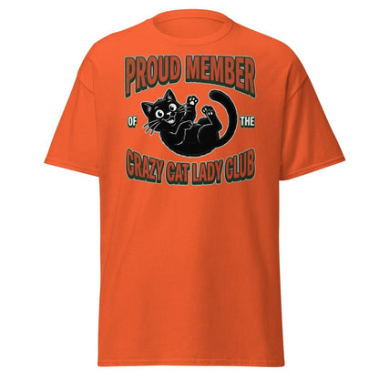 Crazy Cat Lady Club T-Shirt - Proud Member Funny Cat Tee - Orange - TeeRipple
