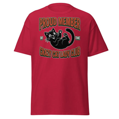 Crazy Cat Lady Club T-Shirt - Proud Member Funny Cat Tee - Cardinal - TeeRipple
