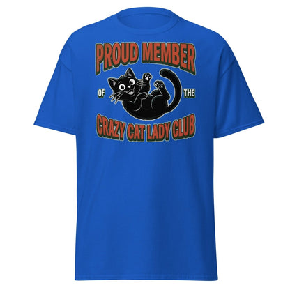 Crazy Cat Lady Club T-Shirt - Proud Member Funny Cat Tee - Royal - TeeRipple