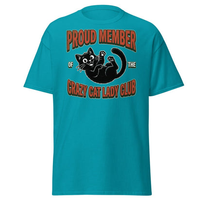 Crazy Cat Lady Club T-Shirt - Proud Member Funny Cat Tee - Tropical Blue - TeeRipple
