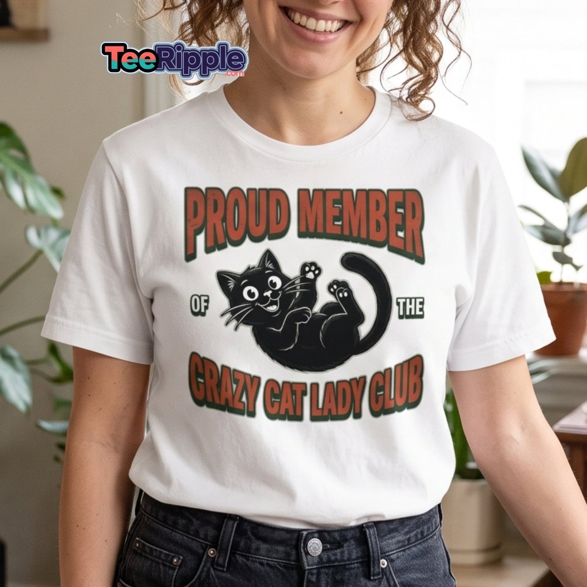 Crazy Cat Lady Club T-Shirt - Proud Member Funny Cat Tee - Maroon - TeeRipple