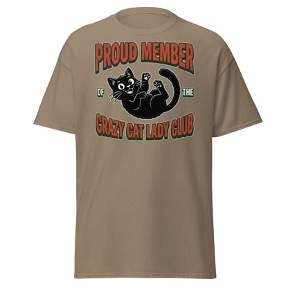 Crazy Cat Lady Club T-Shirt - Proud Member Funny Cat Tee - Brown Savana - TeeRipple