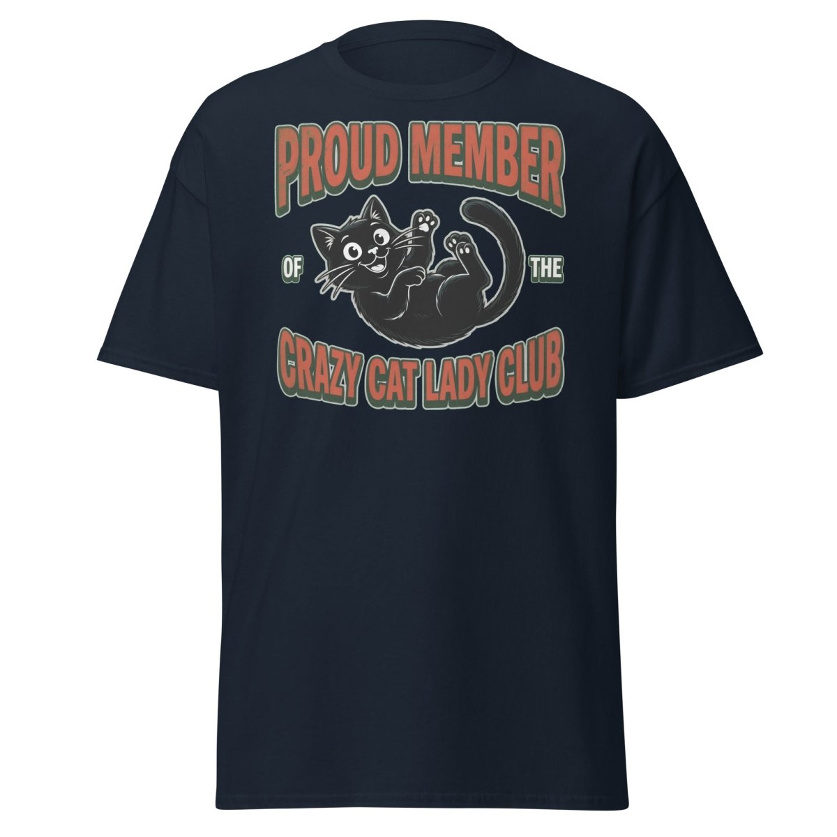 Crazy Cat Lady Club T-Shirt - Proud Member Funny Cat Tee - Navy - TeeRipple