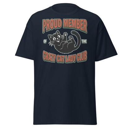 Crazy Cat Lady Club T-Shirt - Proud Member Funny Cat Tee - Navy - TeeRipple