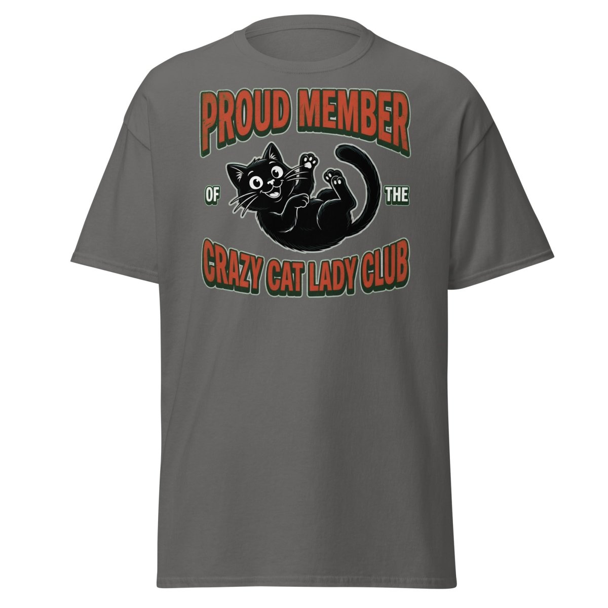 Crazy Cat Lady Club T-Shirt - Proud Member Funny Cat Tee - Charcoal - TeeRipple