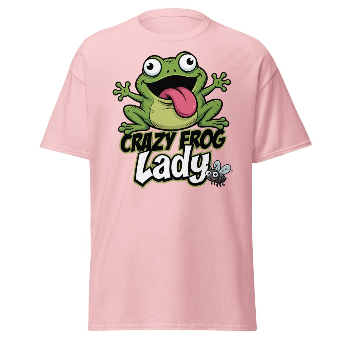 Crazy Frog Lady T-Shirt | Funny Cartoon Frog Tee - Light Pink - TeeRipple