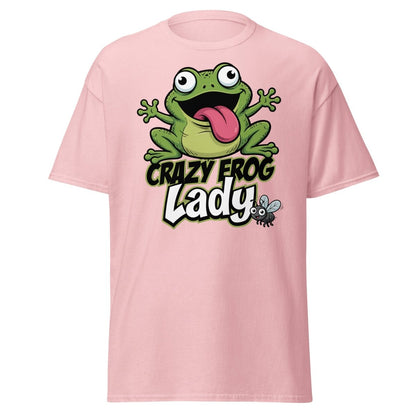 Crazy Frog Lady T-Shirt | Funny Cartoon Frog Tee - Light Pink - TeeRipple