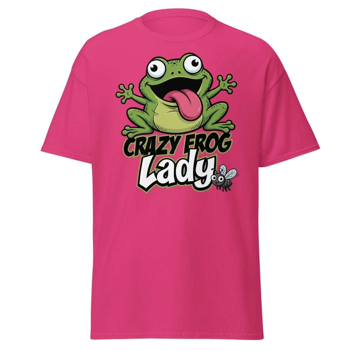 Crazy Frog Lady T-Shirt | Funny Cartoon Frog Tee - Heliconia - TeeRipple