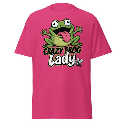 Crazy Frog Lady T-Shirt | Funny Cartoon Frog Tee - Heliconia - TeeRipple