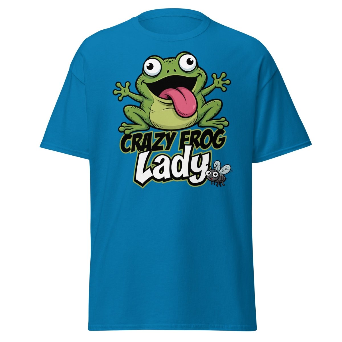 Crazy Frog Lady T-Shirt | Funny Cartoon Frog Tee - Sapphire - TeeRipple