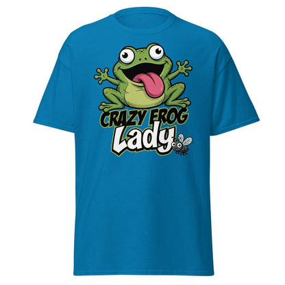 Crazy Frog Lady T-Shirt | Funny Cartoon Frog Tee - Sapphire - TeeRipple