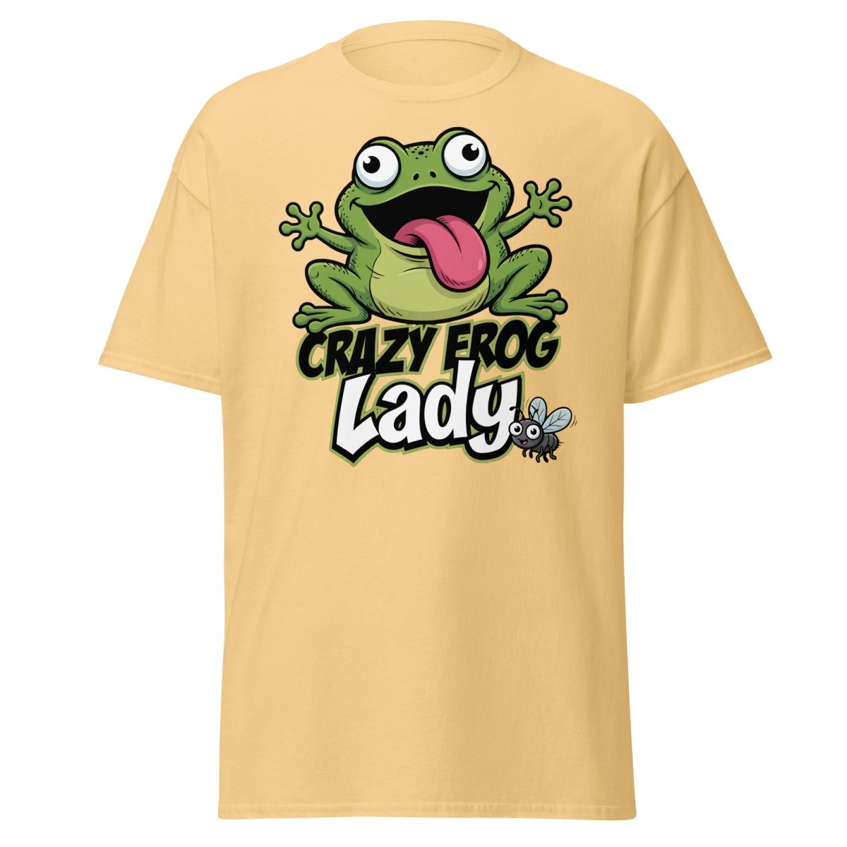 Crazy Frog Lady T-Shirt | Funny Cartoon Frog Tee - Yellow Haze - TeeRipple