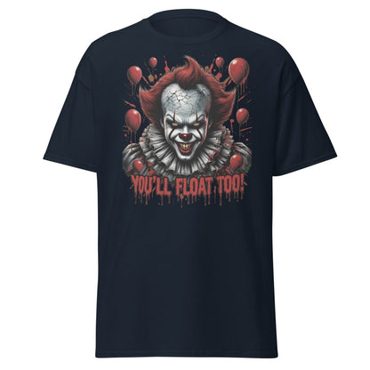 Creepy Clown You'll Float Too T-Shirt - Horror Graphic Tee - Navy - TeeRipple
