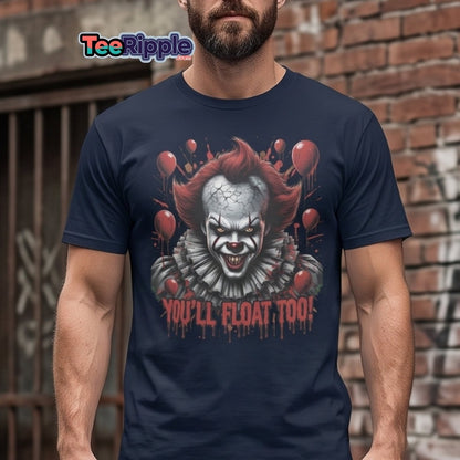 Creepy Clown You'll Float Too T-Shirt - Horror Graphic Tee - Maroon - TeeRipple