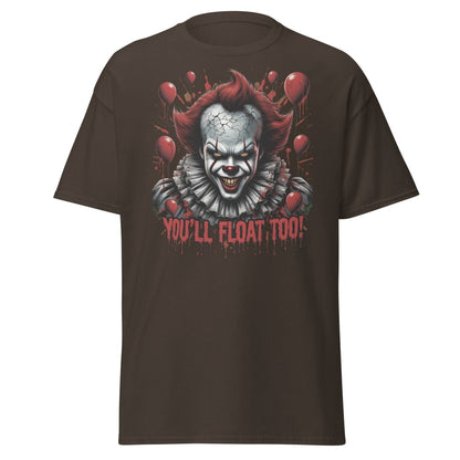 Creepy Clown You'll Float Too T-Shirt - Horror Graphic Tee - Dark Chocolate - TeeRipple
