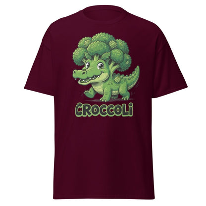 Croccoli Funny Broccoli Crocodile Pun T-Shirt - Maroon - TeeRipple