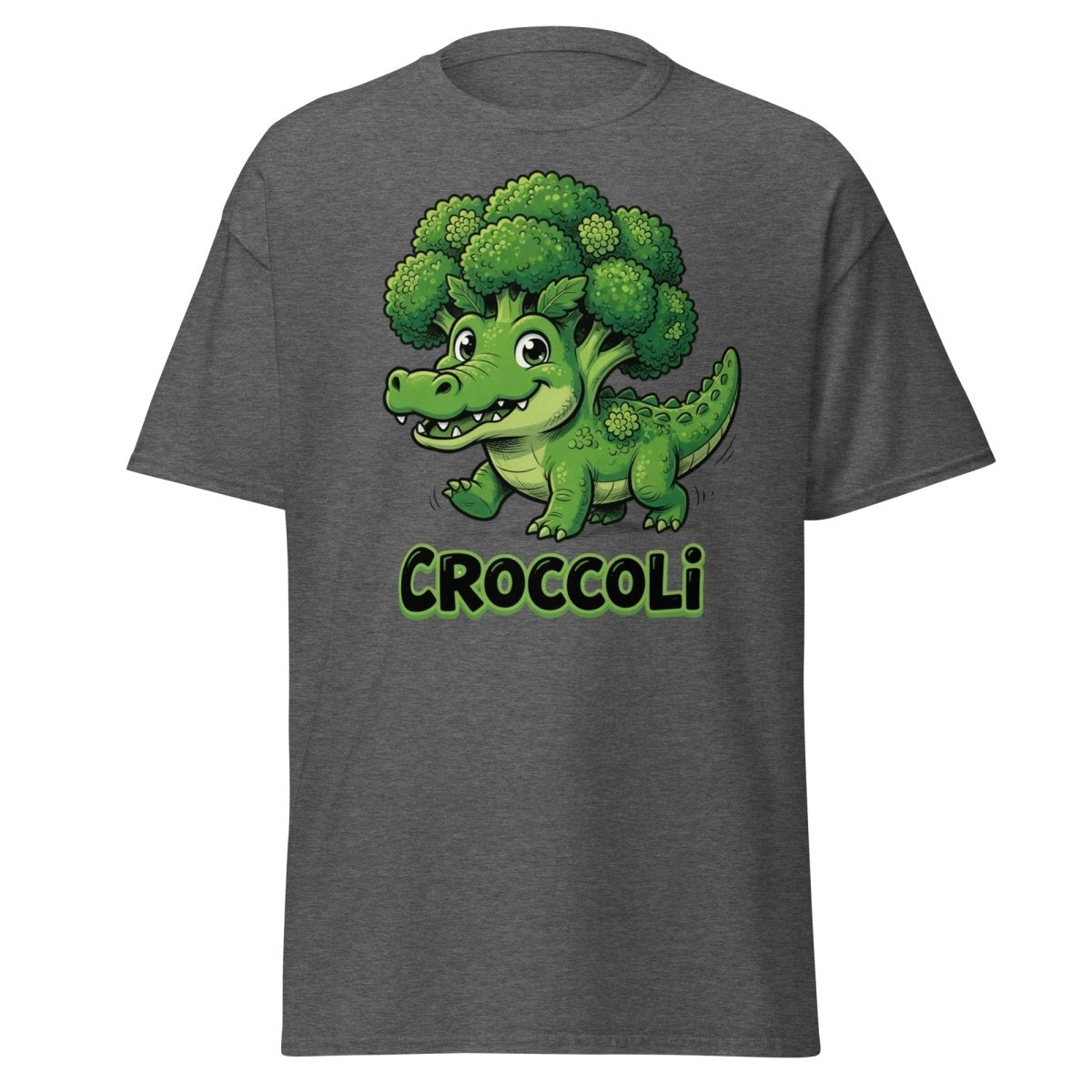 Croccoli Funny Broccoli Crocodile Pun T-Shirt - Dark Heather - TeeRipple