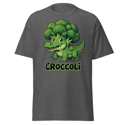 Croccoli Funny Broccoli Crocodile Pun T-Shirt - Dark Heather - TeeRipple