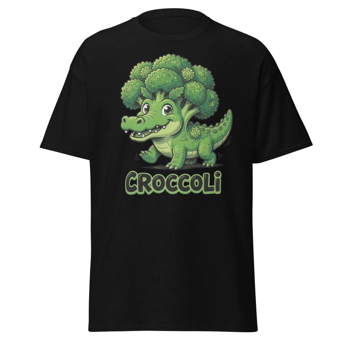 Croccoli Funny Broccoli Crocodile Pun T-Shirt - Black - TeeRipple