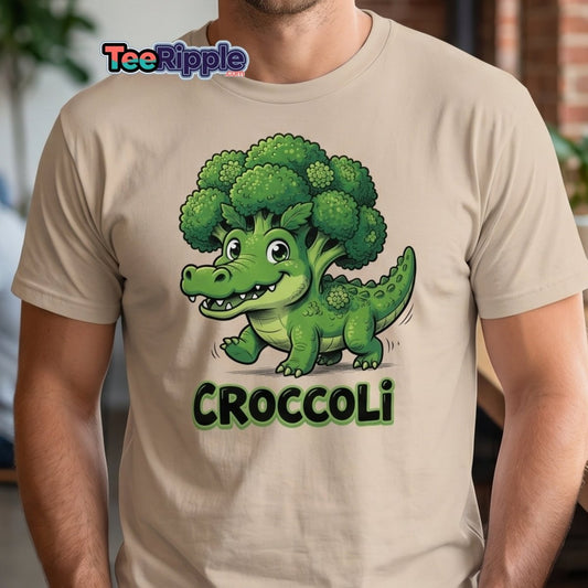 Croccoli Funny Broccoli Crocodile Pun T-Shirt - Maroon - TeeRipple