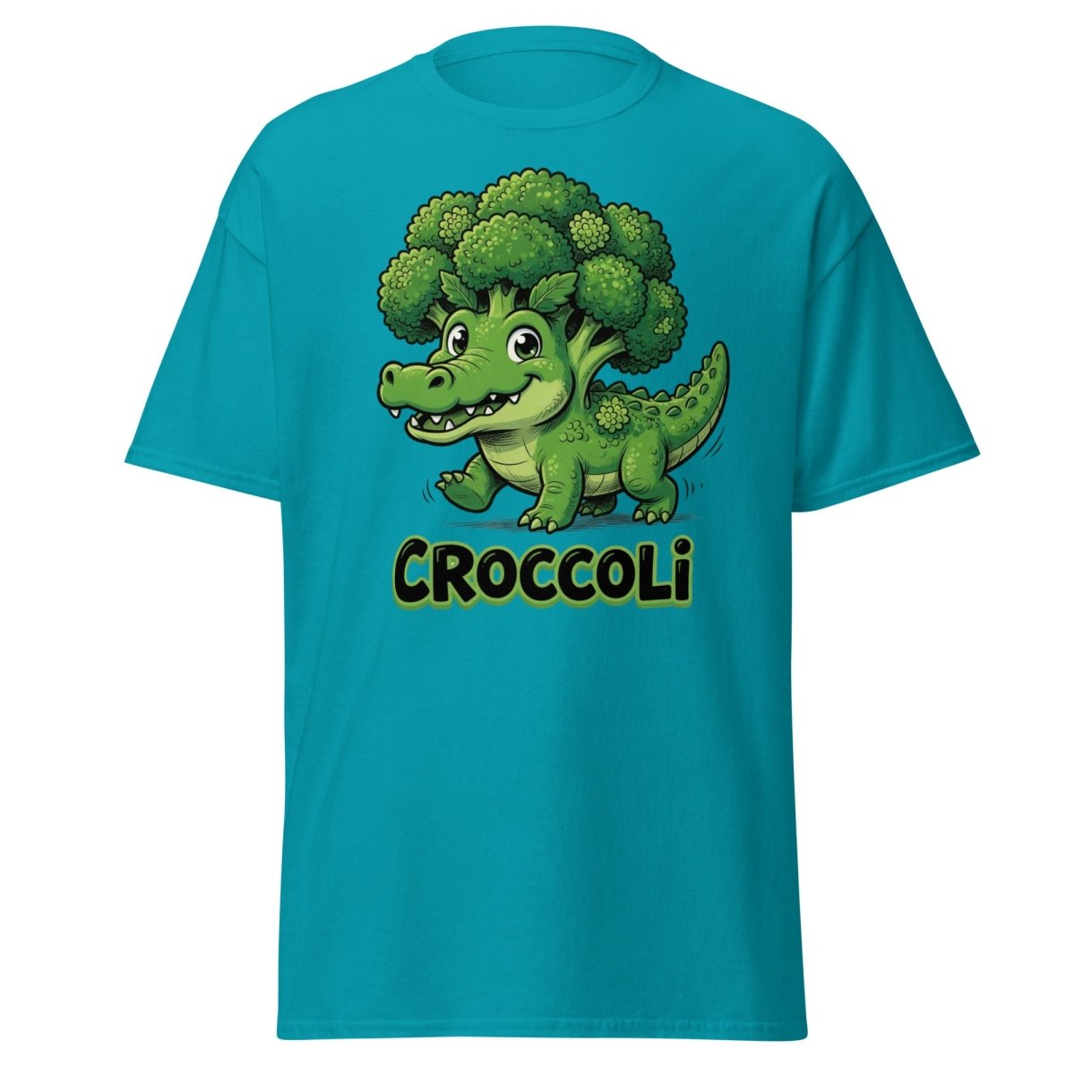 Croccoli Funny Broccoli Crocodile Pun T-Shirt - Tropical Blue - TeeRipple