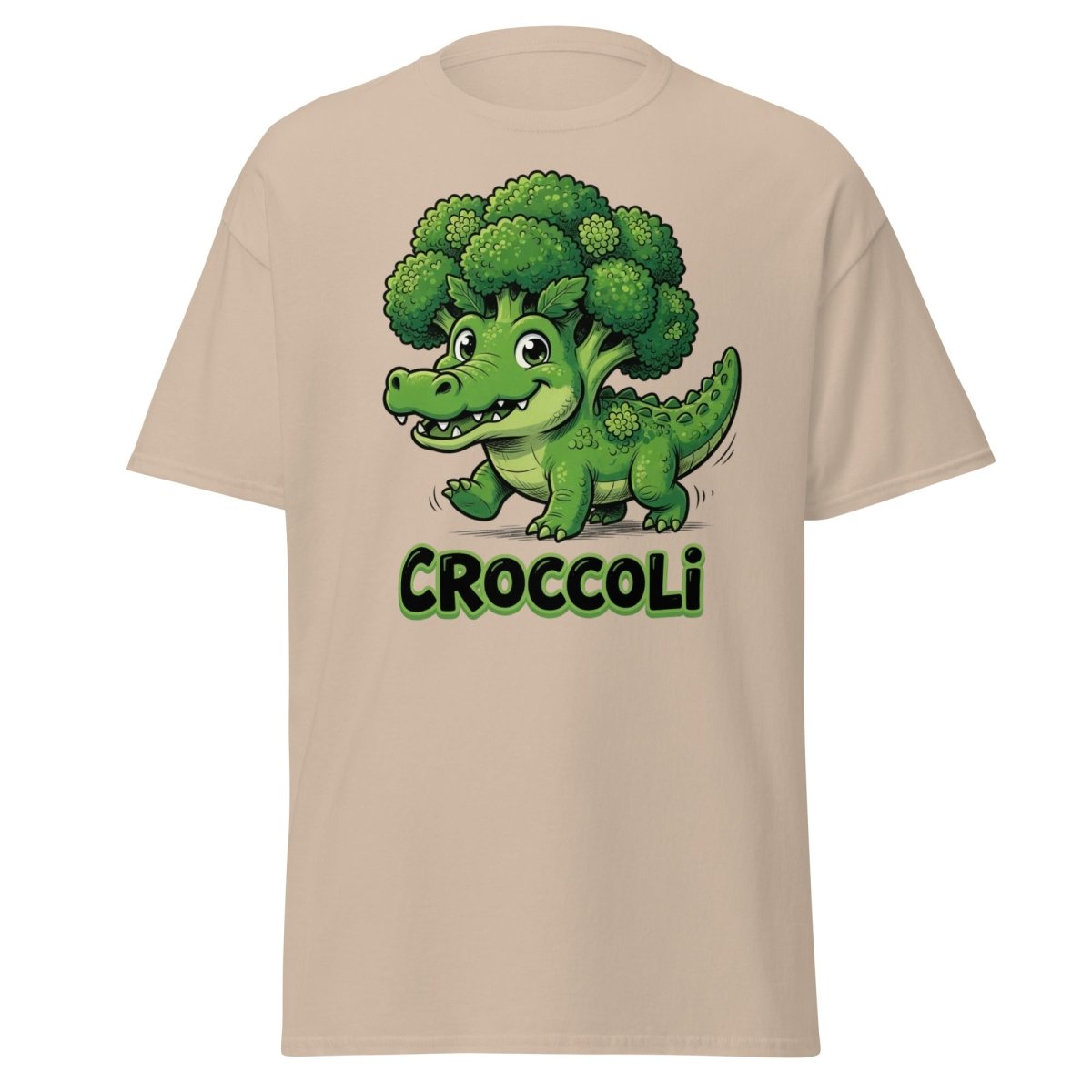 Croccoli Funny Broccoli Crocodile Pun T-Shirt - Sand - TeeRipple