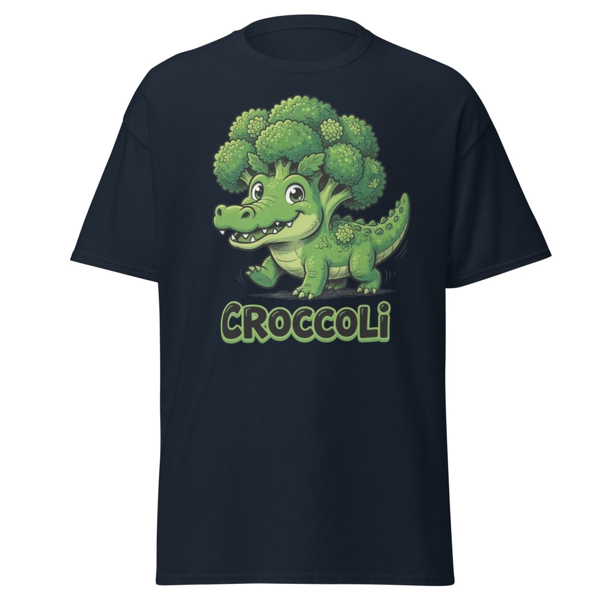 Croccoli Funny Broccoli Crocodile Pun T-Shirt - Navy - TeeRipple