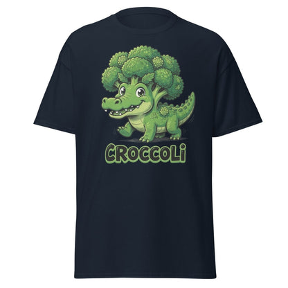 Croccoli Funny Broccoli Crocodile Pun T-Shirt - Navy - TeeRipple