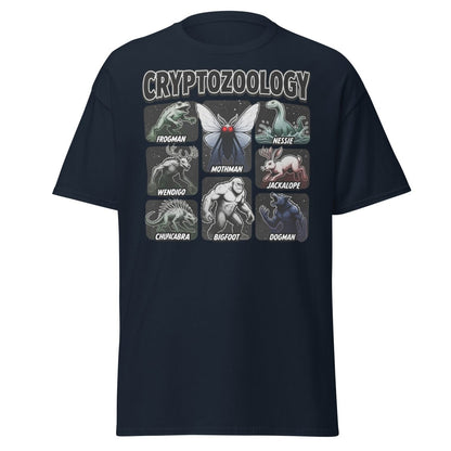 Cryptozoology Cryptids T-Shirt | Mothman Bigfoot Nessie Tee - Navy - TeeRipple