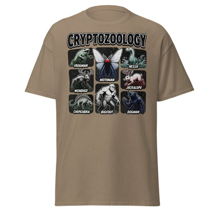 Cryptozoology Cryptids T-Shirt | Mothman Bigfoot Nessie Tee - Brown Savana - TeeRipple
