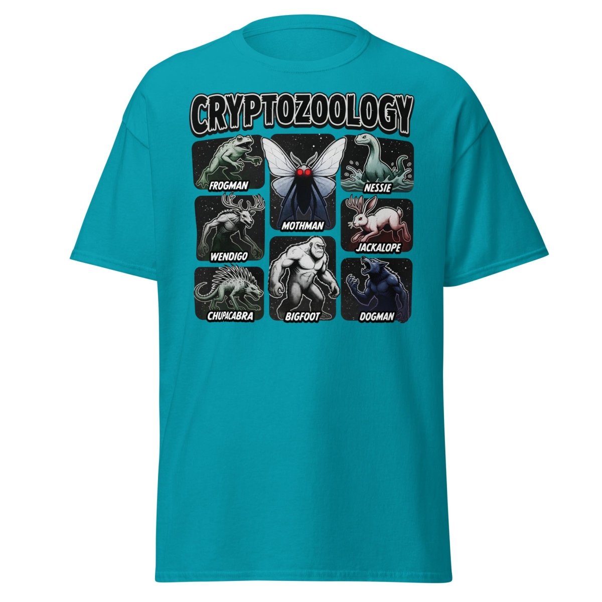 Cryptozoology Cryptids T-Shirt | Mothman Bigfoot Nessie Tee - Tropical Blue - TeeRipple