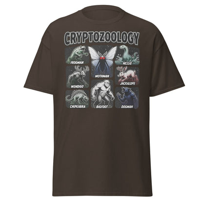 Cryptozoology Cryptids T-Shirt | Mothman Bigfoot Nessie Tee - Dark Chocolate - TeeRipple