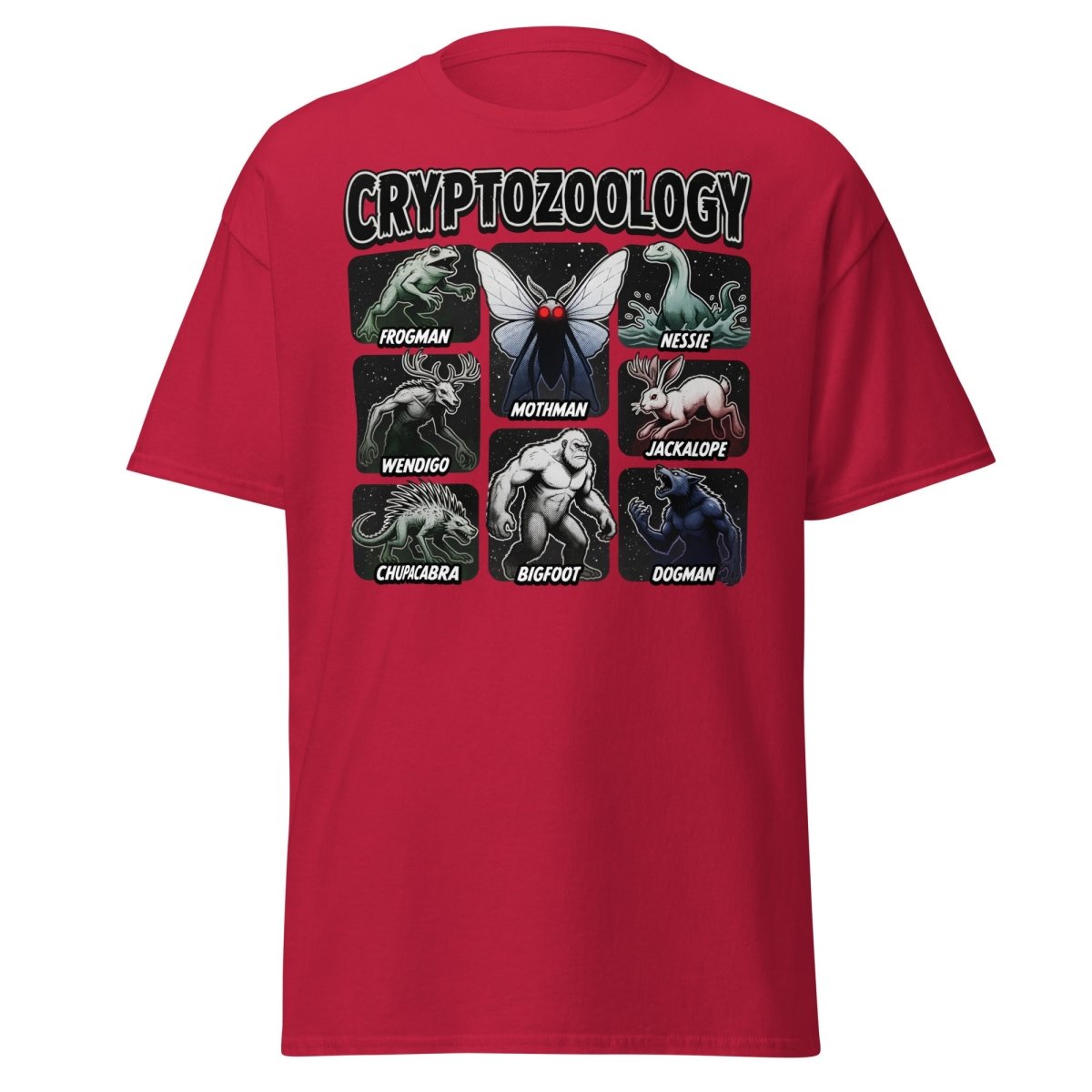 Cryptozoology Cryptids T-Shirt | Mothman Bigfoot Nessie Tee - Cardinal - TeeRipple