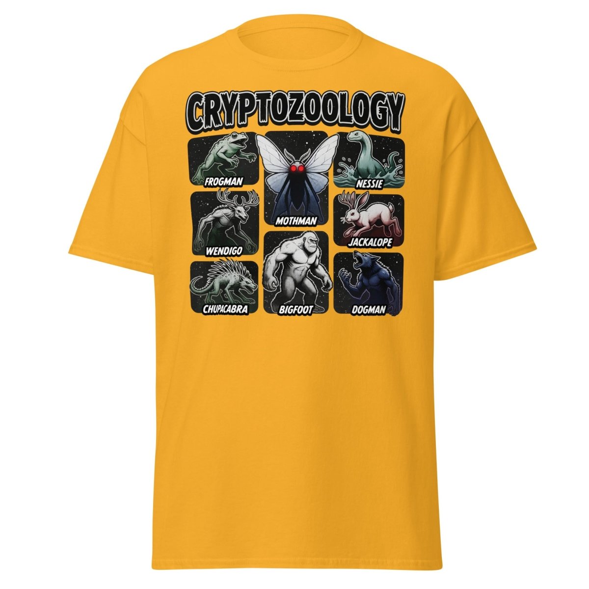 Cryptozoology Cryptids T-Shirt | Mothman Bigfoot Nessie Tee - Gold - TeeRipple