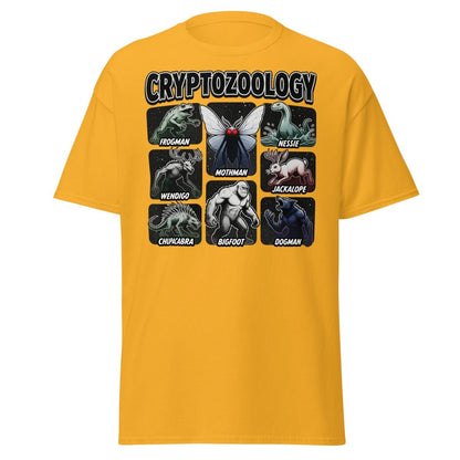 Cryptozoology Cryptids T-Shirt | Mothman Bigfoot Nessie Tee - Gold - TeeRipple