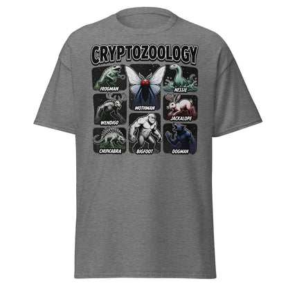 Cryptozoology Cryptids T-Shirt | Mothman Bigfoot Nessie Tee - Graphite Heather - TeeRipple