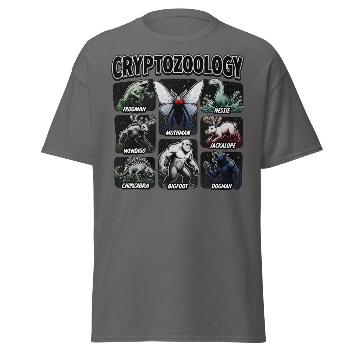 Cryptozoology Cryptids T-Shirt | Mothman Bigfoot Nessie Tee - Charcoal - TeeRipple