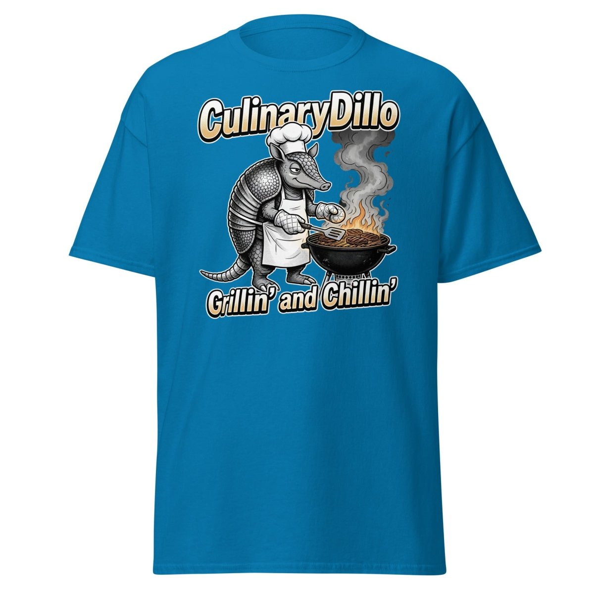 CulinaryDillo Grillin' and Chillin' Armadillo BBQ T-Shirt - Sapphire - TeeRipple