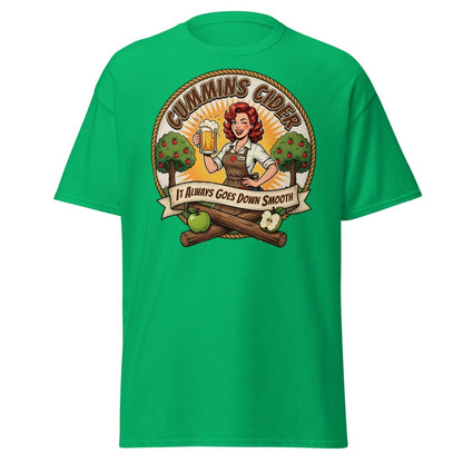 Cummins Cider Pinup Girl T-Shirt – Funny Adult Humor Tee - Irish Green - TeeRipple