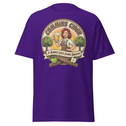 Cummins Cider Pinup Girl T-Shirt – Funny Adult Humor Tee - Purple - TeeRipple